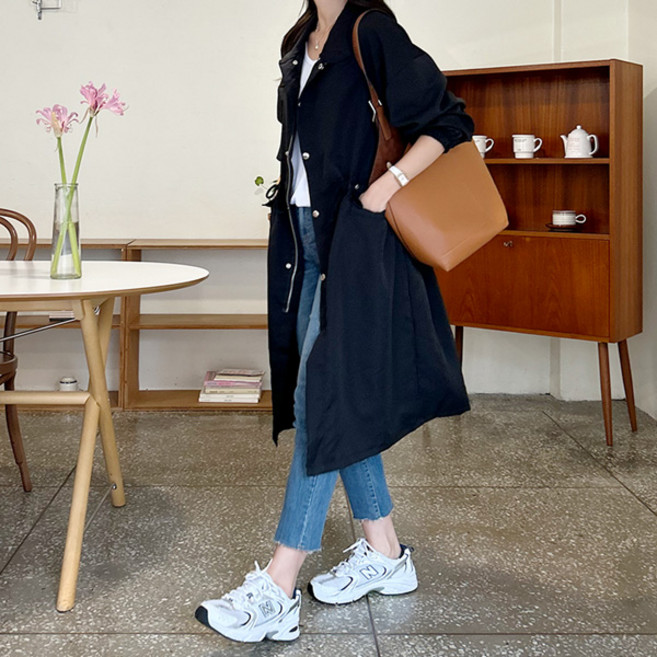 마이쏭 여성 빅사이즈 간절기 점퍼 베쏘스트링오버핏롱야상