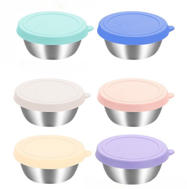 Doumi Lab 누출 방지 스테인리스 도시락 미니 소스통 소스 용기, 6개, 30ml