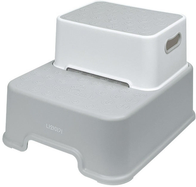 나와아기 아기 2단 디딤대 분리형 논슬립, 그레이&화이트