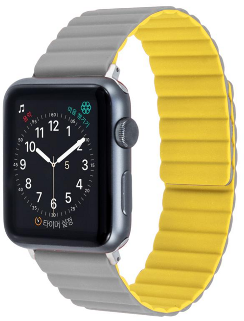 시아르고 애플워치 9 8 울트라 7 6 5 4 SE 2 스포츠스트랩마그네틱시계줄 알파인루프 밴드 APS-03, 04.그레이/옐로우, 38/40/41mm