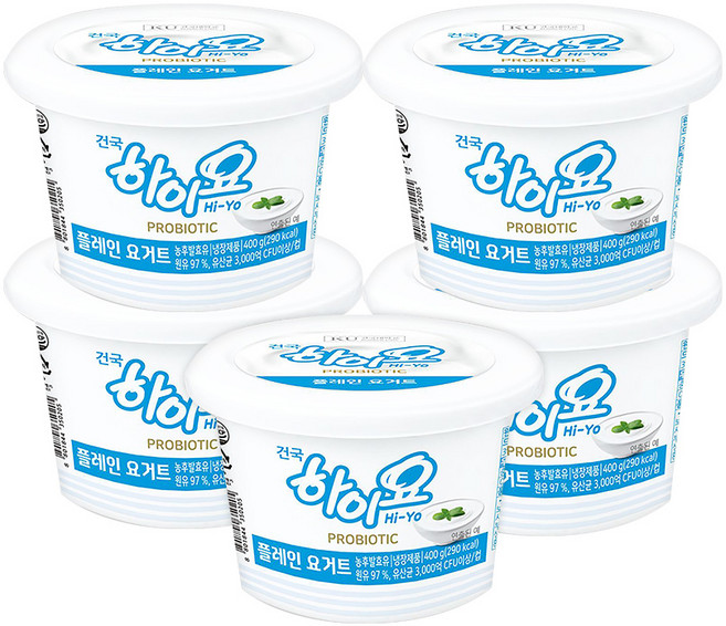 건국 하이요 요거트 플레인, 5개, 400g