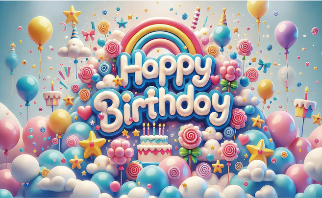 태쓰 생일 파티 현수막 배너, 풍선껌