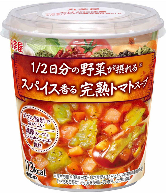 즉석 스프 丸美屋 12일분의 채소를 섭취할 수 있는 향신료 향이 나는 완숙 토마토 스프컵스프 92.2gx6개, 92.2g