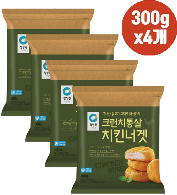 청정원 크런치통살 치킨너겟 300g 총, 4개