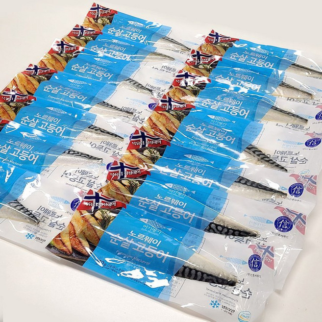 노르웨이 프리미엄 순살 고등어 필렛 개별 진공 포장 대 특대 10팩, 10개, 120g