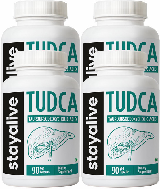 Stayalive 투드카 보충제 500mg 간 지지용 캡슐 90캡슐 비GMO 및 글루텐 프리 타우로소데옥시콜산 캡슐 남녀용, 4개, 90정