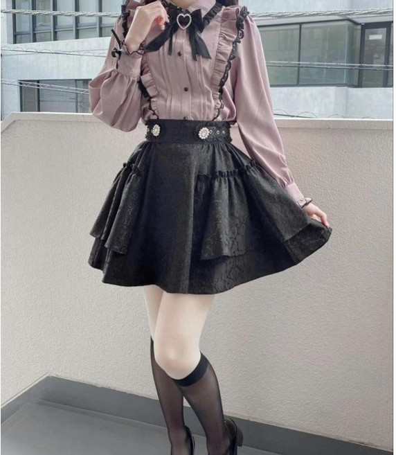 지뢰계 양산형 일본식 플리츠 스커트 빅사이즈