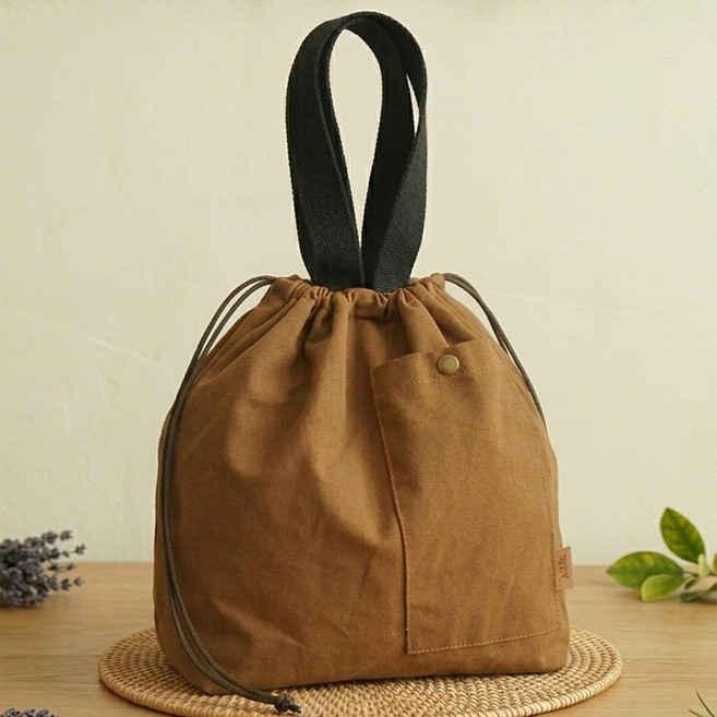 이엔비 가벼운 방수 버킷 보온 보냉 런치백 도시락 가방, 1개, 브라운