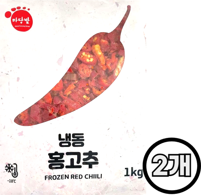 마당발 냉동 홍고추(슬라이스), 2개, 1kg