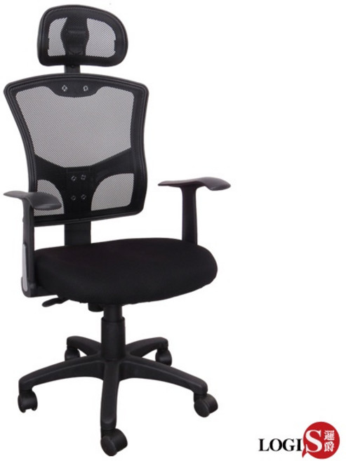 LOGIS 糖寶 PU電腦椅 升降辦公椅 扶手椅, 黑色