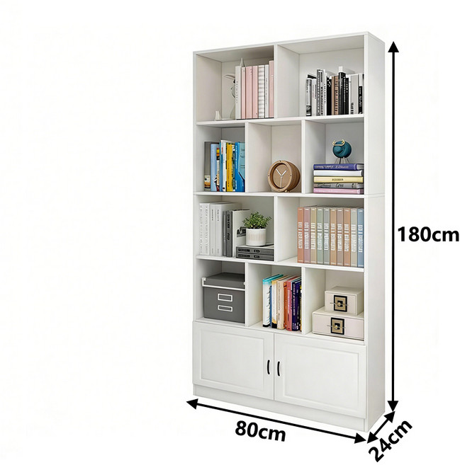 多層收納書櫃 白色 80x24x180cm, 4層