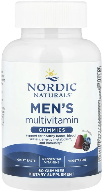 단백질 비타민 철분 마그내슘 칼슘 Nordic Naturals 남성용 종합비타민 구미젤리 혼합 베리 구미젤리 60개 고루고루섭취해주세요, NordicNaturals남성용종합비타민구미젤리혼합베리, 1개 - 쿠팡