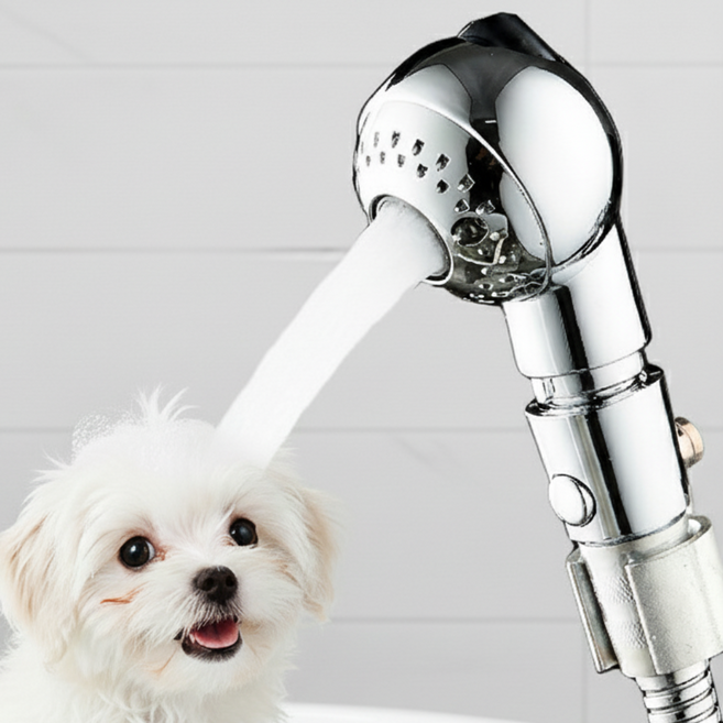 튼튼댕냥 우리 강아지 저자극 절수 샤워헤드, 1개, 실버