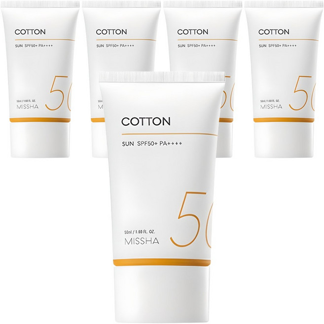 미샤 올 어라운드 세이프 블록 코튼선크림 SPF50+ PA++++, 50ml, 5개