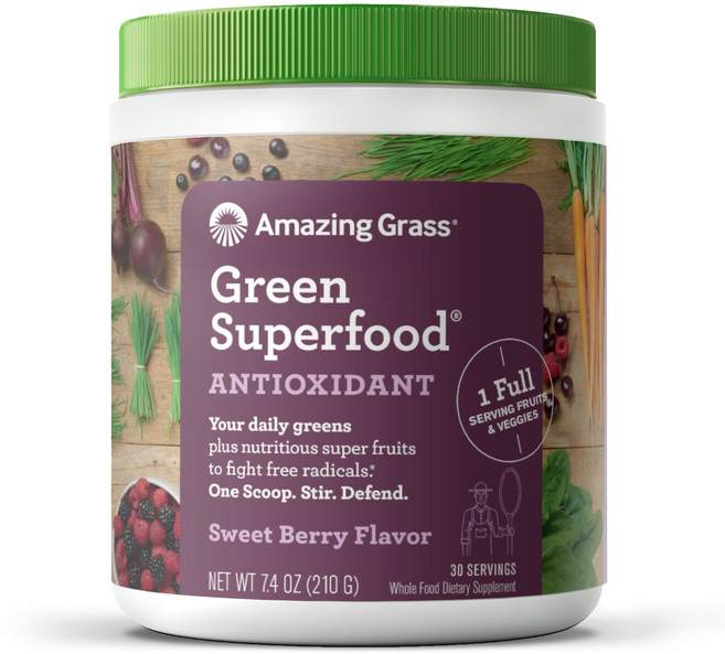 어메이징그라스 그린 수퍼푸드 드링크 파우더 아사이베리 글루텐 프리 무설탕, 1개, 210g