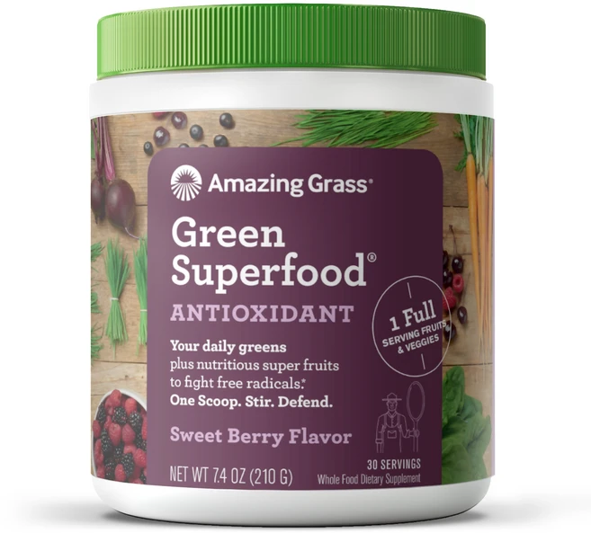 어메이징그라스 그린 수퍼푸드 드링크 파우더 아사이베리 글루텐 프리 무설탕, 1개, 210g - 쿠팡