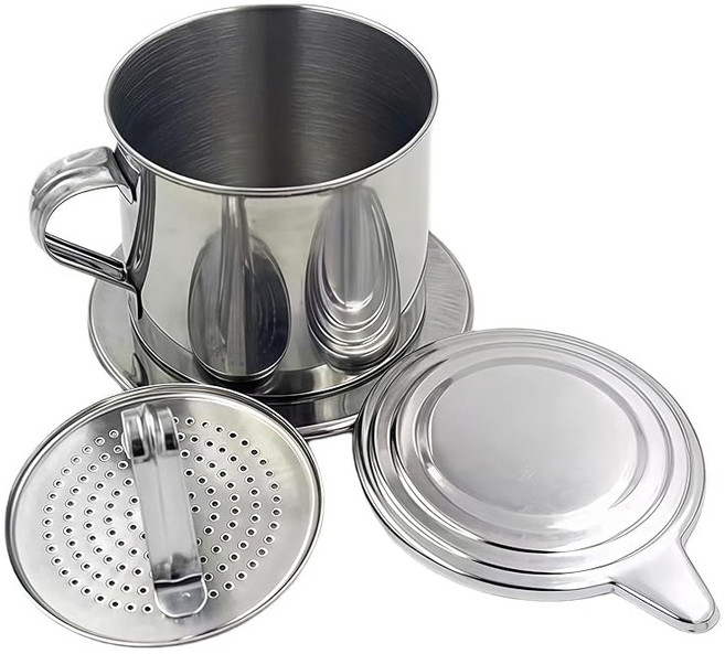 PAVIKE 베트남 커피 필터 베트남식 커피 드리퍼 스테인레스 스틸 커피 포트 코 히팟 드립 포트 히드 립 기구 스테인리스 필터 커피 애호가 6Q