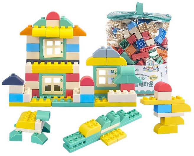 캐스비 튼튼 소프트빌더 토들러 블록 타운 230p 2852, Dark mixed(혼합), 1세트