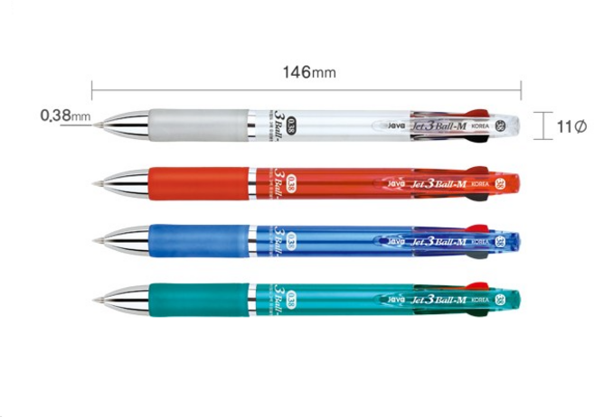 자바펜 제트3볼M 유성볼펜 0.38mm, 4세트, 각 컬러(레드.민트.화이트.블루)