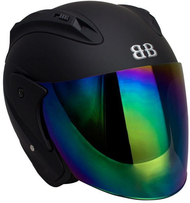 벤시 Y-1 오픈페이스 오토바이 헬멧 내피분리 / 블루투스 장착 가능, 무광블랙_레인보우실드(투명X), XL