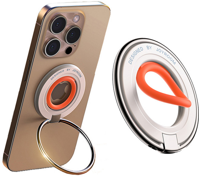 에어그립 조이룸 맥세이프 스탠드 양면 자석 실리콘링 스마트폰 거치대 세로 거치 가능, 1개, 화이트오렌지