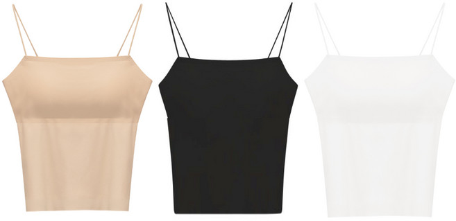 선빈어패럴 슬림한 심리스 롱 브라탑 3장세트 캡내장