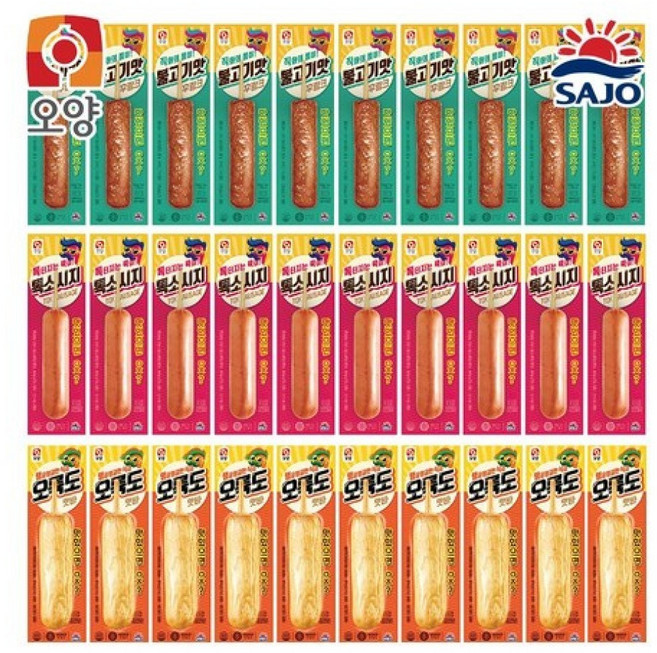 사조오양 후랑크10팩+톡소시지10팩+오륙도맛바10팩, 70g, 30개
