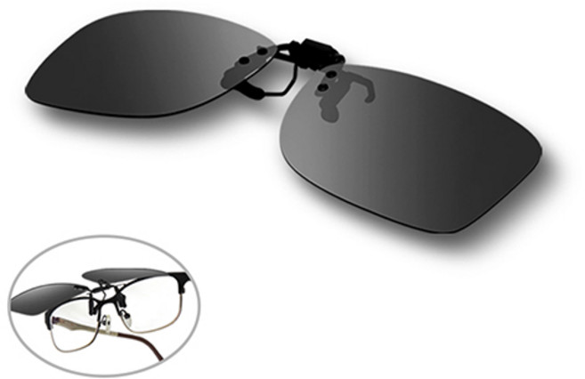 글라시야 사각형 및 원형 클립선글라스 15종, 사각 플립업 스모크(겸용), 1개