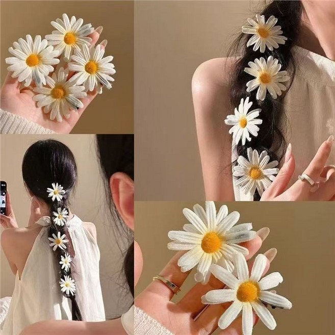 <5p 세트> 여름 데이지 플라워 헤어핀 악어핀 데일리 패션 여행사진포인트 집게핀 꽃핀