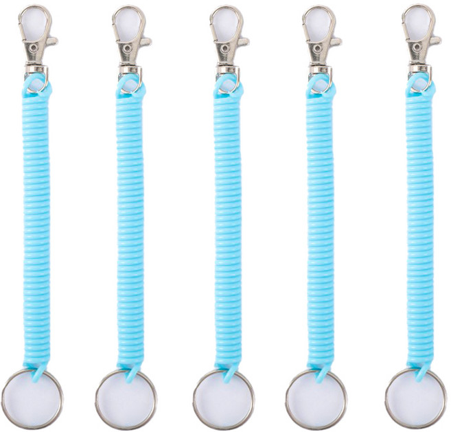 다용도 도난 분실 방지 휴대폰 가방 안전 고리 스프링 스트랩 줄, 5개, 스카이블루