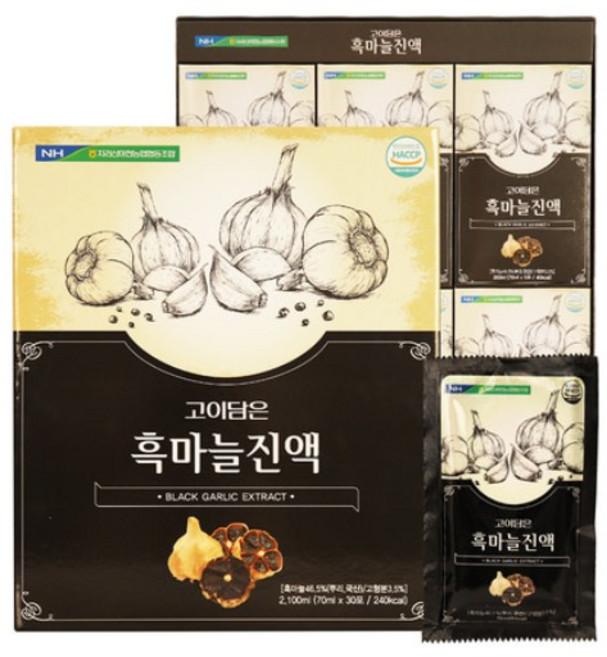 [엠디] 마천농협 고이담은 흑마늘 진액 70ml x 30포 x 2박스, 60개