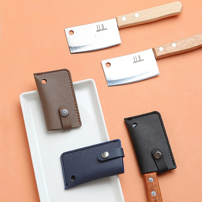 미니 도끼칼 4type (가죽케이스) - 캠핑용 미니칼, 우드핸들 실버 (케이스 미포함), 1개