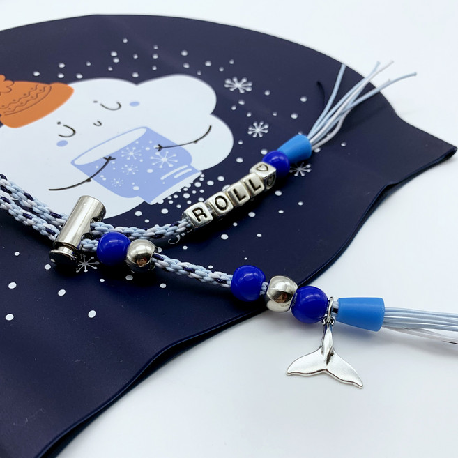 [오호라스튜디오]롤롤 레인보우 이니셜 수제 수경끈, 추가장식 은구슬(필요개수만큼), 1개