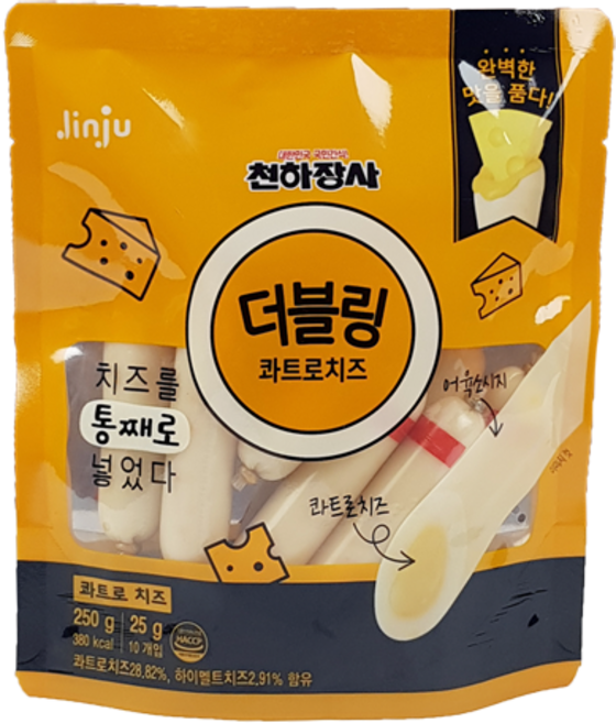 진주햄 더블링 콰트로치즈 간식 소시지, 250g, 7개