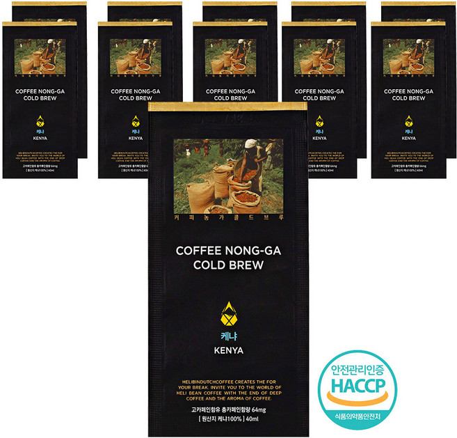 신선한 커피농가 더치커피 파우치 케냐AA, 40ml, 1개입, 10개