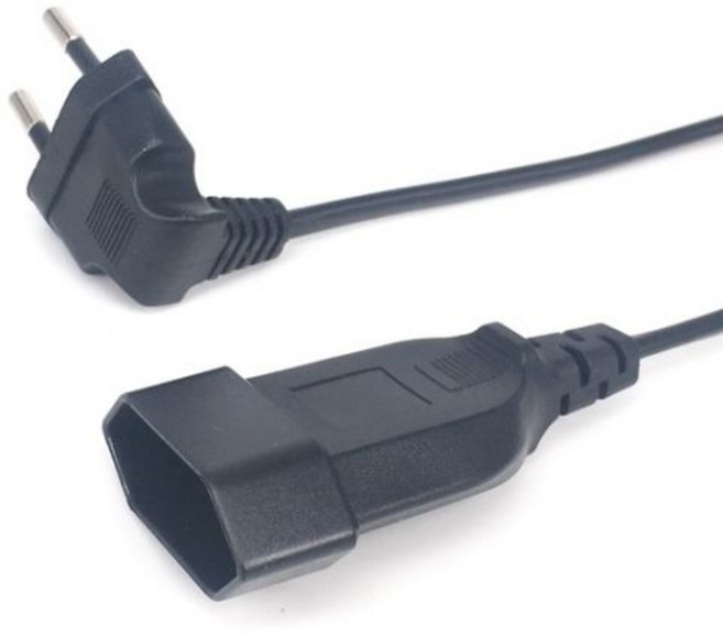 PC 컴퓨터용 전원 익스텐션 케이블 유럽 90 도 수 플러그 암 소켓 EU 2 프롱 벤드 앵글 코드 PDU용 0.3m 0.6m 1.8m, 02 Black_05 5M