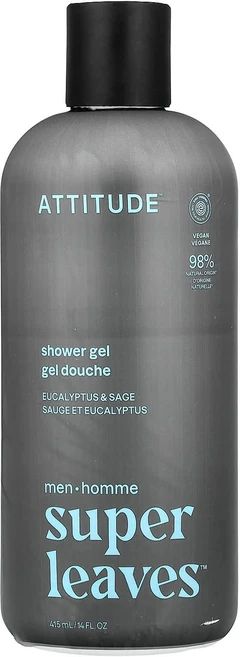 ATTITUDE Super Leaves™ 남성용 샤워젤 유칼립투스 & 세이지 향 415ml (14 fl oz) ATT-11722, 1 - 쿠팡