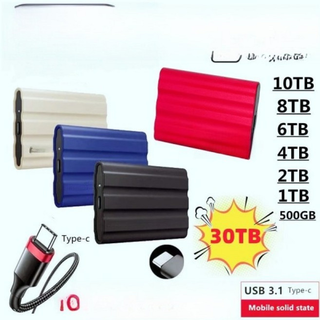 모바일 SSD 16TB/8TB/4TB/2TB 외장 USB3.0 휴대용, 03 Red, 14 8TB