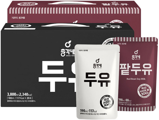 총각네 담백두유 20포 + 팥두유 15포, 1세트, 6.65L