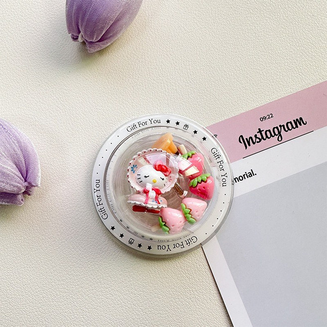 [하루비] 헬로키티 맥세이프 반구형 쉐이커 그립톡, 딸기키티