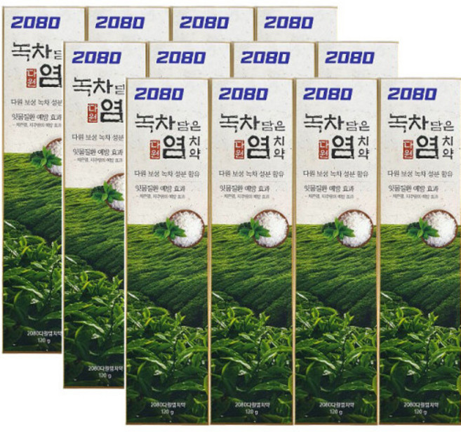 애경 2080 녹차 담은 염치약 잇몸 질환 120g x 12입, 1개