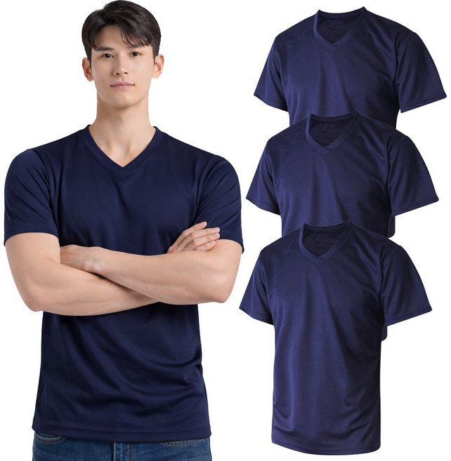 남자 반팔 쿨론 남자 브이넥 반팔 기능성 에어 남자 반팔 티셔츠