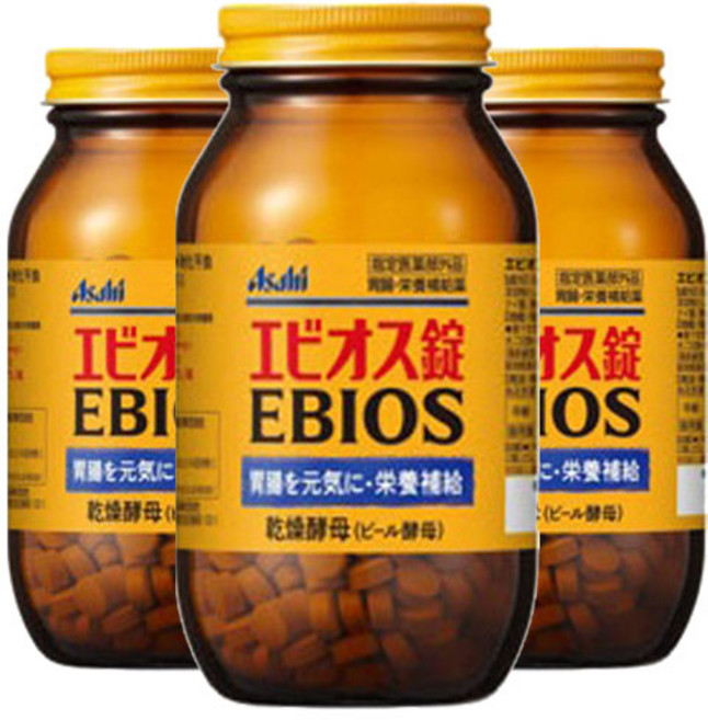 Asahi EBIOS Natural Material Brewers Yeast 에비오스 내추럴 브루어스 이스트 천연 맥주효모 600타블릿 3팩, 600정, 3개