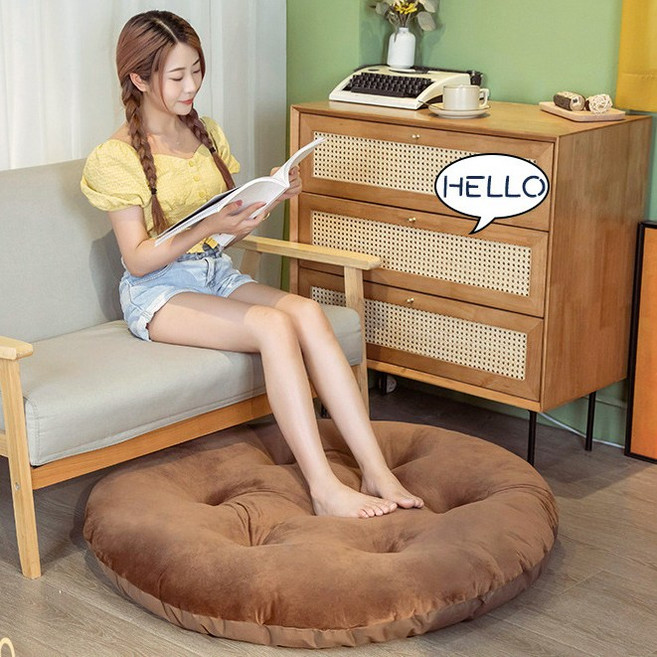 Maxinsk 두툼한 바닥 대형 원형방석 소파 큰방석쿠션 80*80/100*100, 브라운
