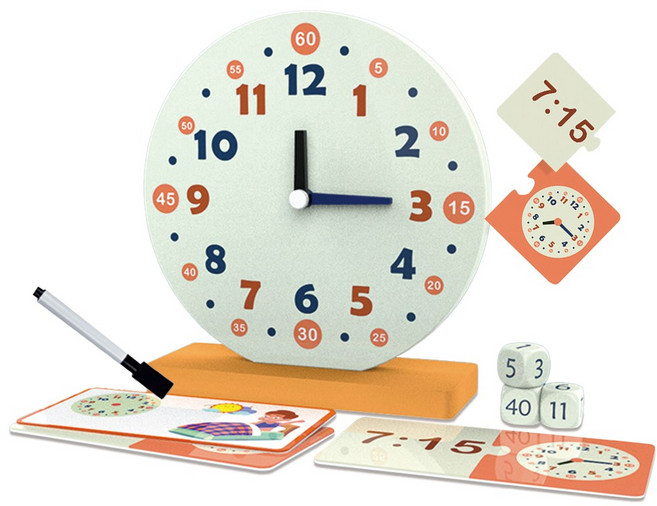 토이토 원목 시계 교구 시계놀이 시간 맞추기 카드 퍼즐, 1개
