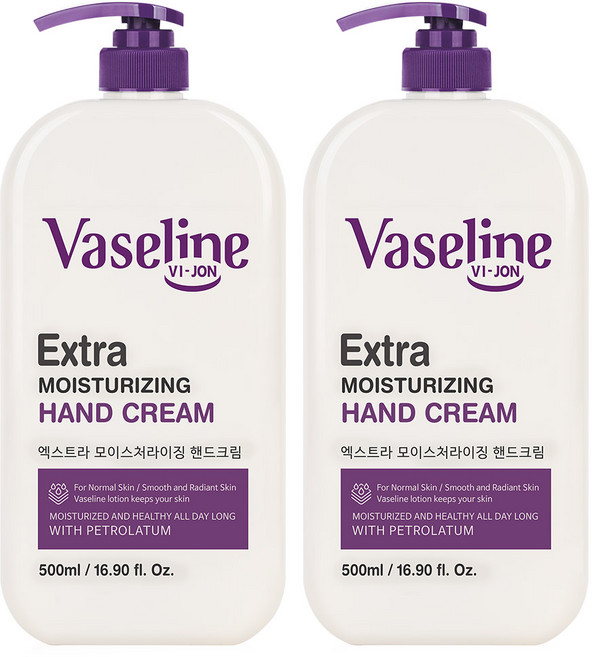 바이존 바세린 핸드크림 고보습 핸드로션 대용량, 500ml, 2개