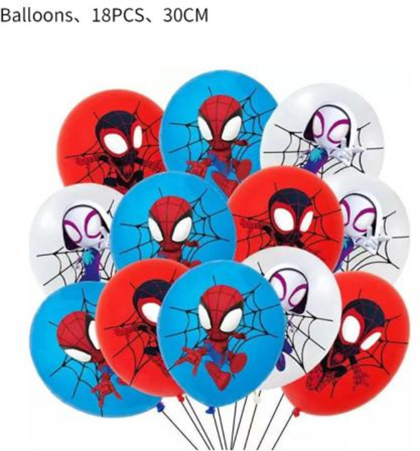 스파이더 맨과 그의 놀라운 친구 생일 장식 식기 키트 접시 컵 식탁보 배경 풍선 어린이 파티 용품, 기타, 25)18pcs Latex Balloons