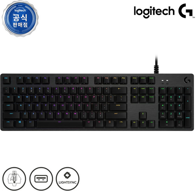로지텍코리아 정품 G512 기계식 게이밍키보드 GX BLUE 클릭키(청축), 블랙, G512 GX, 청축