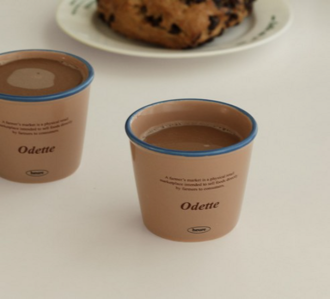 이우아여사 오데뜨 레터링 도자기 작은컵 120ml, ALL BEIGE, 6개