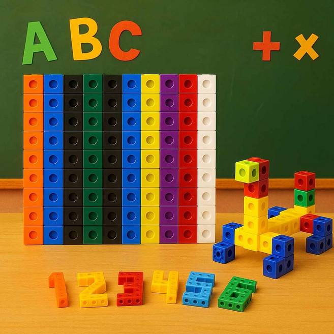 수 세기 칼라 연결 큐브 100개 수학 큐브 숫자놀이 블록 장난감